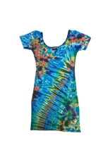 Tie Dye Lycra Club Dress Aqua Rainbow
