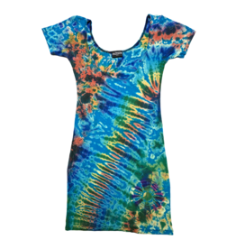 Tie Dye Lycra Club Dress Aqua Rainbow