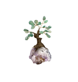 Jade Garnet Tree on Crystal Cluster 5"H