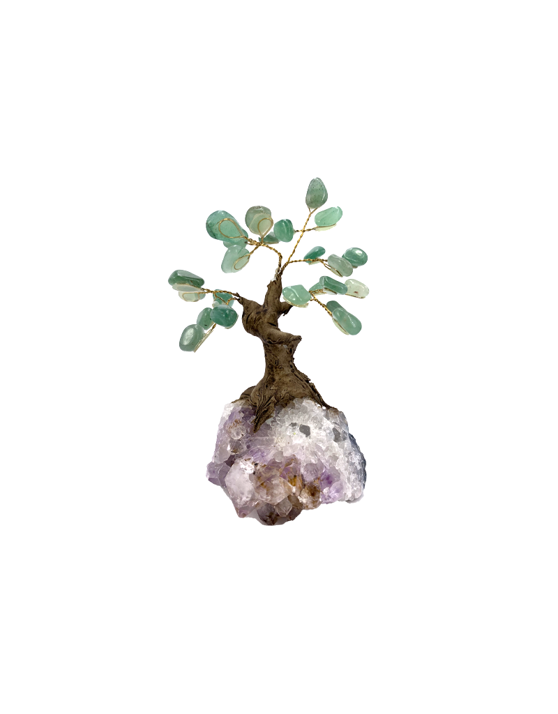 Jade Garnet Tree on Crystal Cluster 5"H