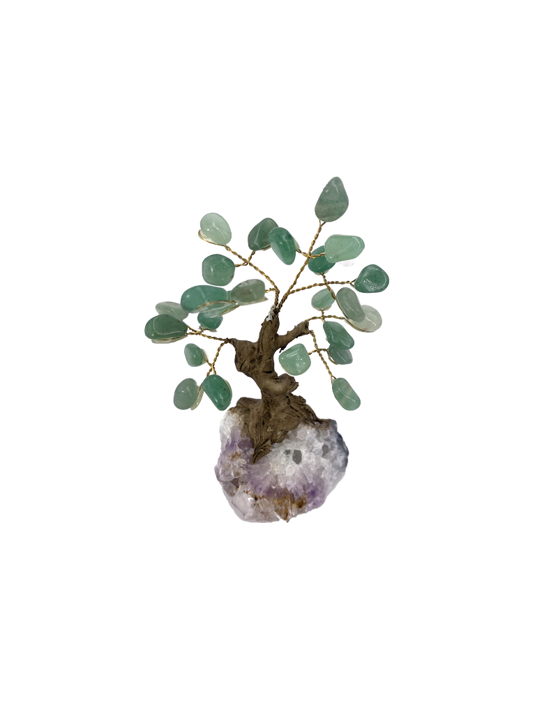 Jade Garnet Tree on Crystal Cluster 5"H