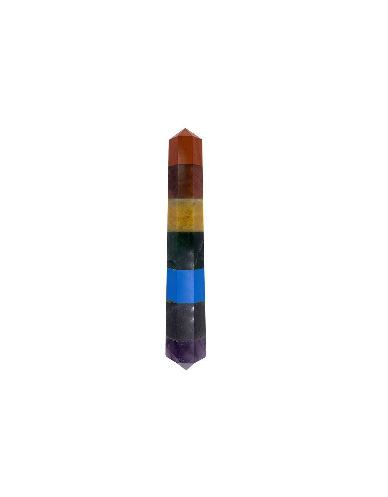 Chakra 7 Stone Double Terminated Wand 5"H