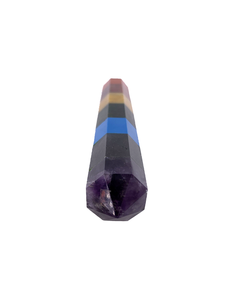 Chakra 7 Stone Double Terminated Wand 5"H