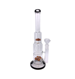 15" Button Perc Straight Base Water Pipe