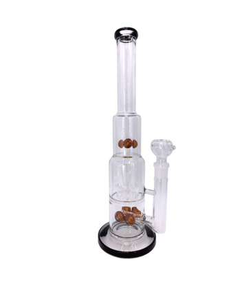 15" Button Perc Straight Base Water Pipe