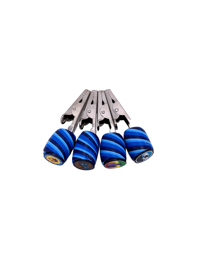 Milli Fury Fimo Alligator Clip Blue Swirl