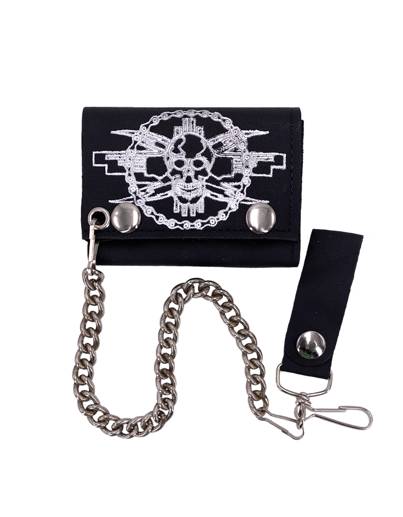 Bike Chain Skull Leather Tri-Fold Chain Wallet