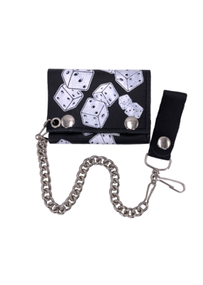 Dice Leather Tri-Fold Chain Wallet