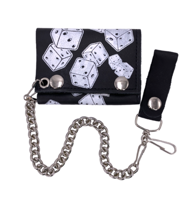 Dice Leather Tri-Fold Chain Wallet
