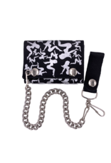 Multi-Trucker Girl Leather Tri-Fold Chain Wallet