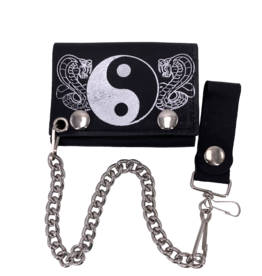 Yin Yang and Cobras Leather Tri-Fold Chain Wallet
