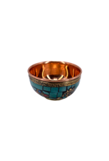 Om Symbol Copper Offering Bowl with Stone Work 3"D
