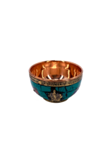 Ganesh Copper Offering Bowl with Stone Work 3''D