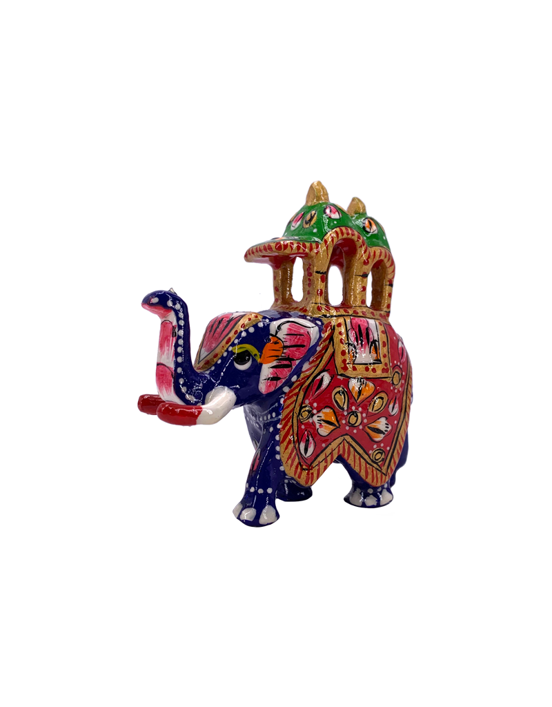 Standing Elephant Hand Painted Lacquer Statue 3.5"H