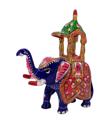 Standing Elephant Hand Painted Lacquer Statue 5"H