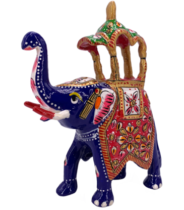 Standing Elephant Hand Painted Lacquer Statue 6"H