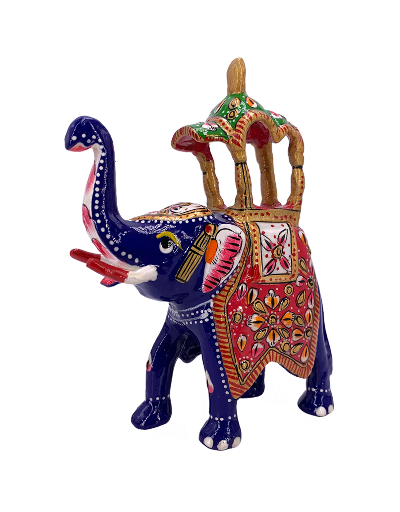 Standing Elephant Hand Painted Lacquer Statue 6"H