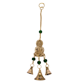Buddha Brass Chime with Beads 9"H