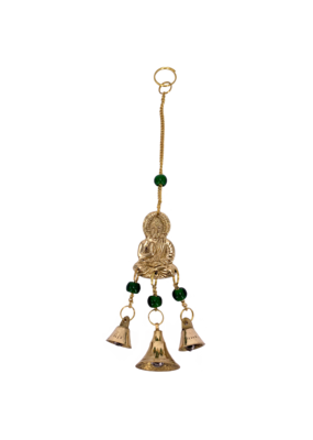 Buddha Brass Chime with Beads 9"H