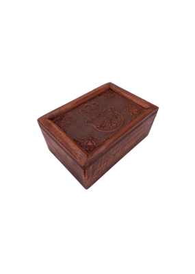 Hamsa Hand Carved Wooden Box 6" x 4"