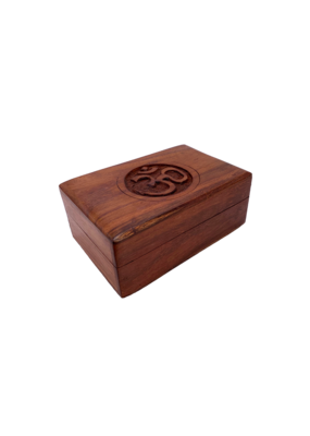 Om Symbol Carved Wooden Box 6" x 4"