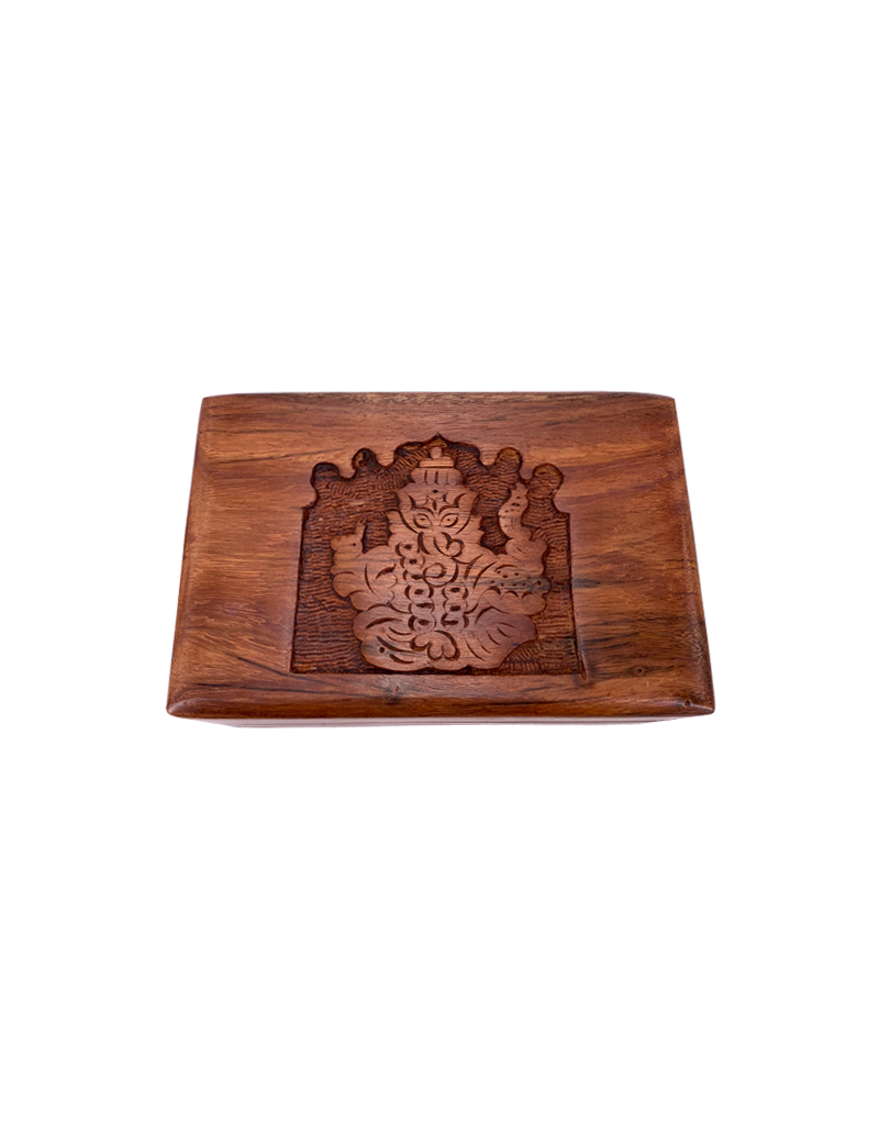 Lord Ganesh Carved Wooden Box 6" x 4"