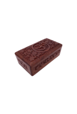 Om Symbol Carved Wood Box 6.5" x 3.5"