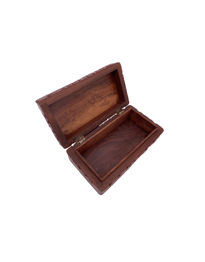 Om Symbol Carved Wood Box 6.5" x 3.5"