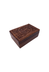 Om Symbol Carved Wood Box 6" x 4"