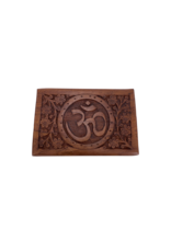 Om Symbol Carved Wood Box 6" x 4"