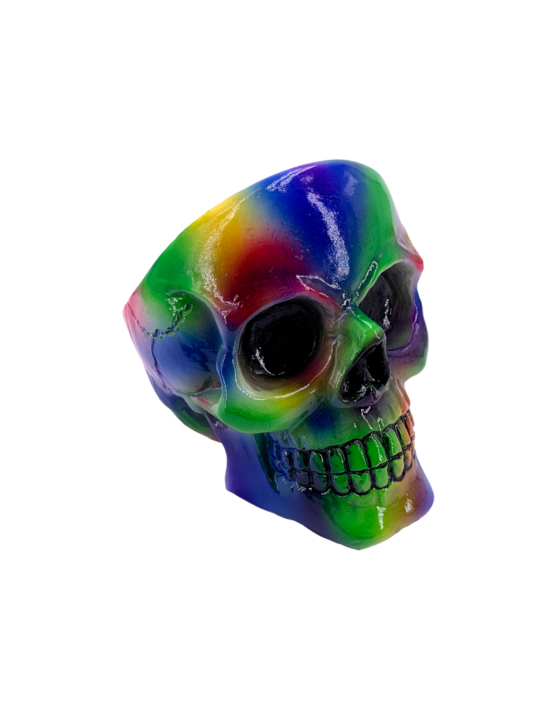 Tie Dye Skull Ashtray 4"D