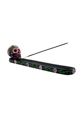 Sugar Skull Incense Burner Black and Pink