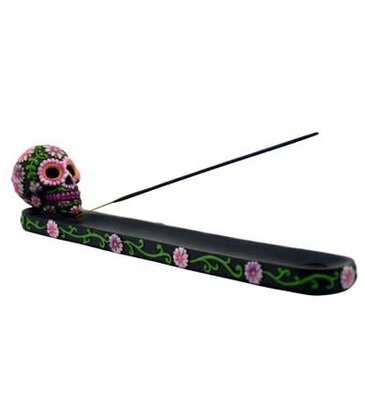 Fantasy Gifts Sugar Skull Incense Burner Black and Pink