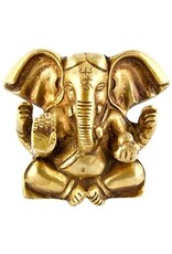 Lord Ganesh Carved Brass Statue 3"H