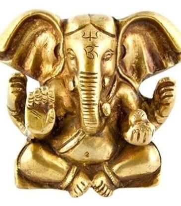 Lord Ganesh Carved Brass Statue 3"H