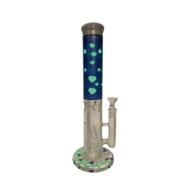 14" Glow in The Dark Diamond Water Pipe 7mm Thick