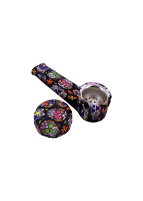 3.5" Day of The Dead Silicone Hand Pipe