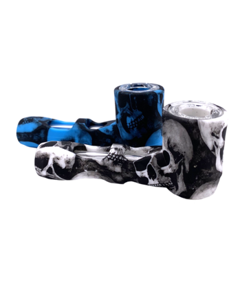 4" Skully Skulls Silicone Hammer Hand Pipe