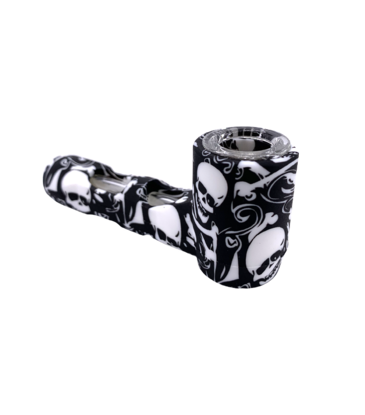 4" Skull and Crossbone Silicone Hammer Hand Pipe
