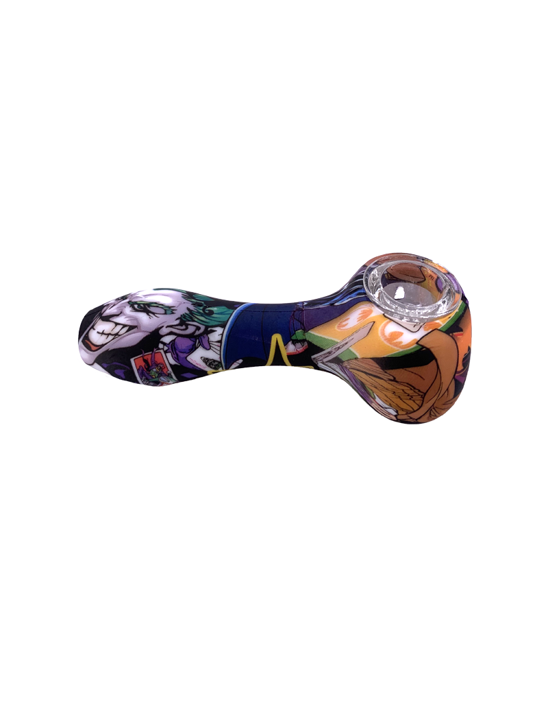 Large 4.5 Silicone Smoking Hand Pipe with Glass Bowl, Purple/Black, USA