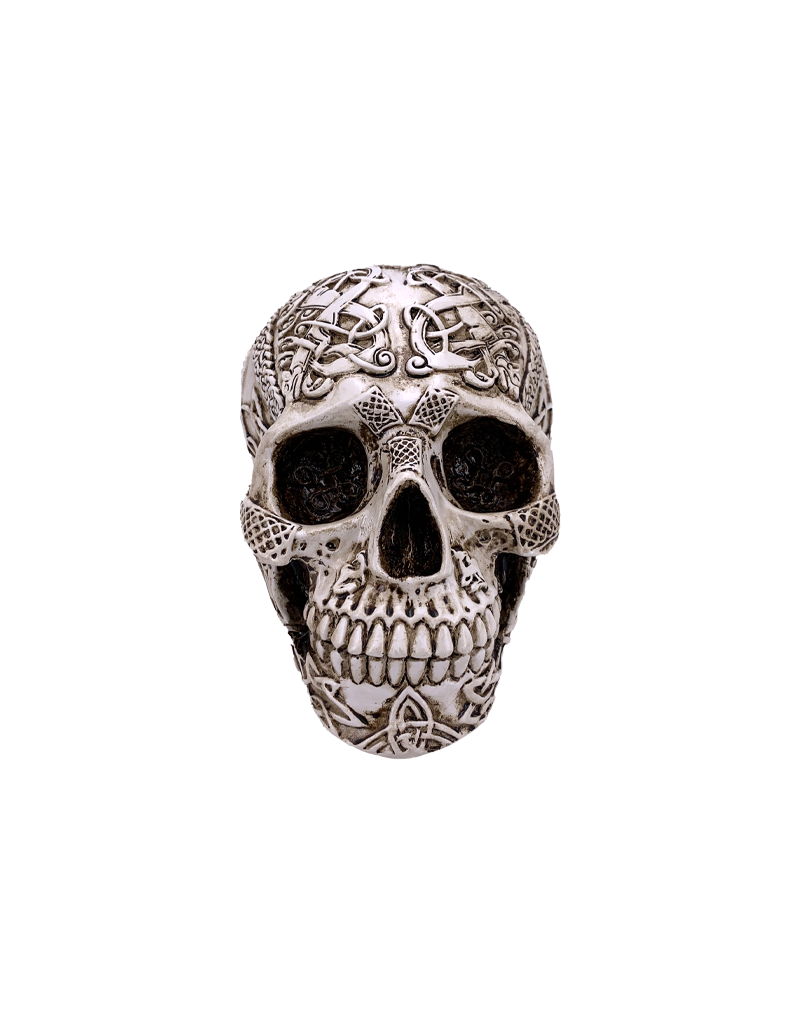 Hand Painted Celtic Skull 6.5"H