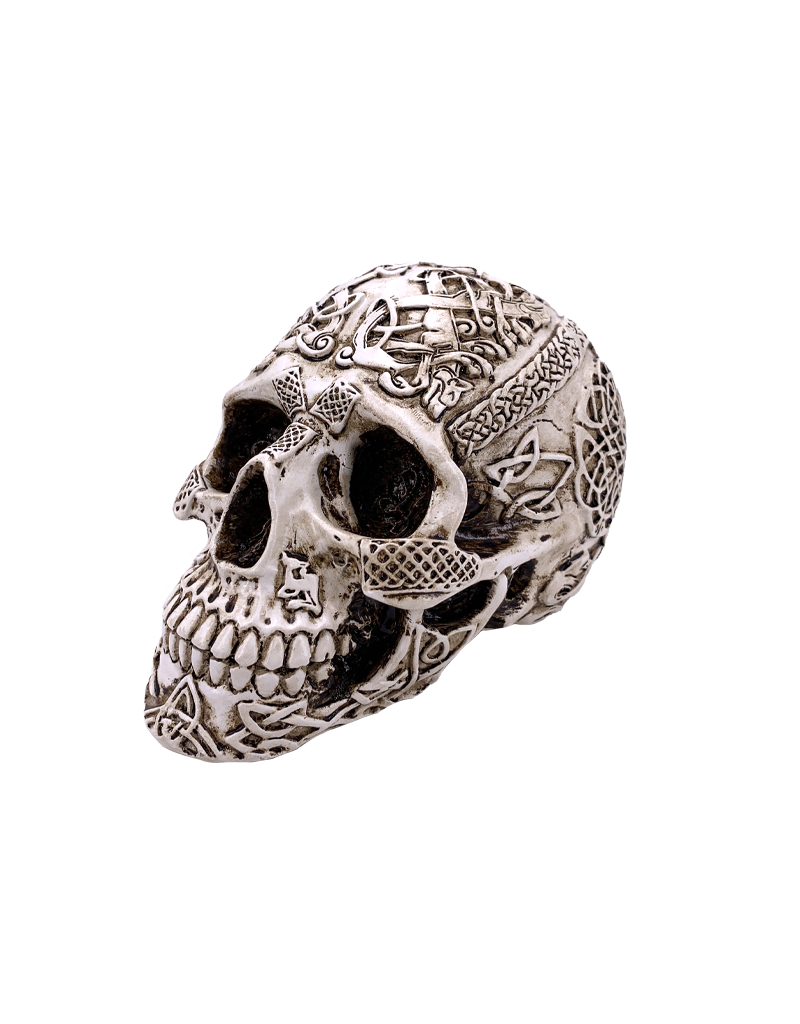 Hand Painted Celtic Skull 6.5"H
