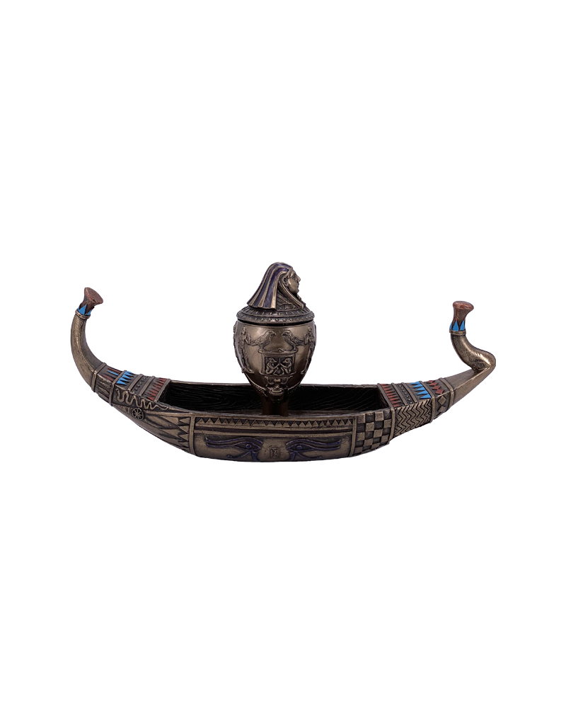 Pharaoh Canoe With Canopic Jar 9.25"L