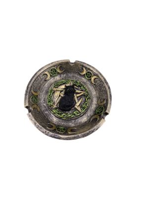 Black Wicca Cat Ashtray 4.75"D