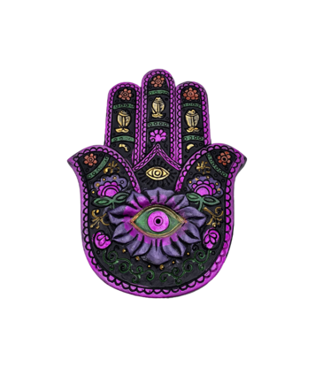 Fantasy Gifts Hamsa Hand Incense Burner Black and Fuchsia