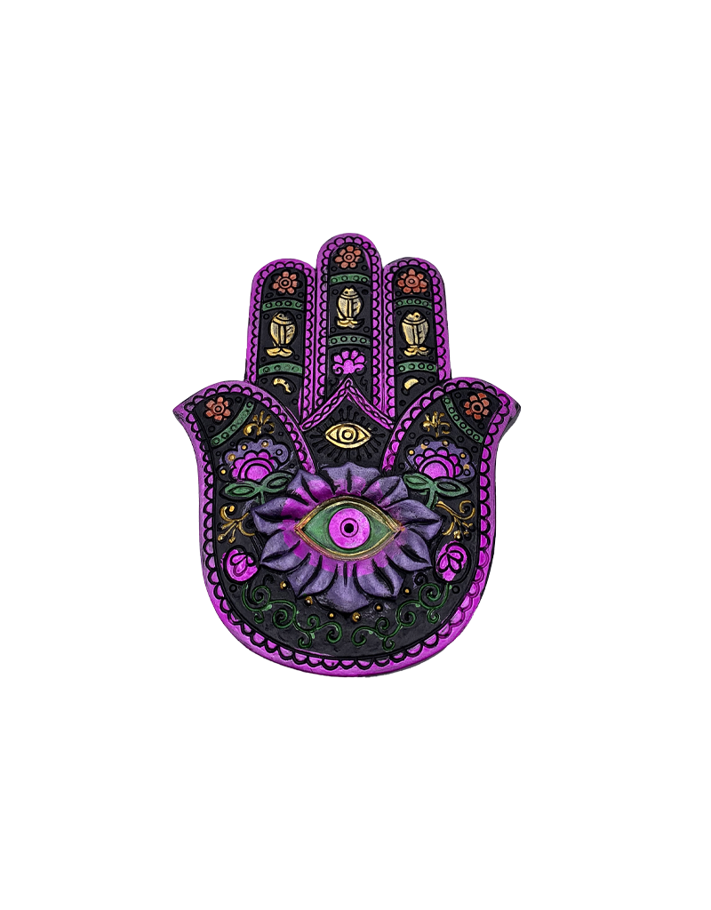 Hamsa Hand Incense Burner Black and Fuchsia