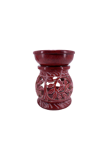 Carved Round Leaves Soapstone Oil Diffuser 4"H
