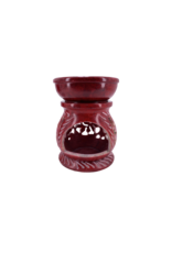 Carved Round Leaves Soapstone Oil Diffuser 4"H