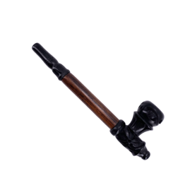 7" Peace Pipe Carved Wood Hand Pipe
