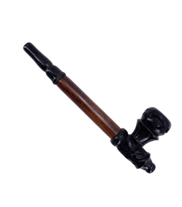 7" Peace Pipe Carved Wood Hand Pipe